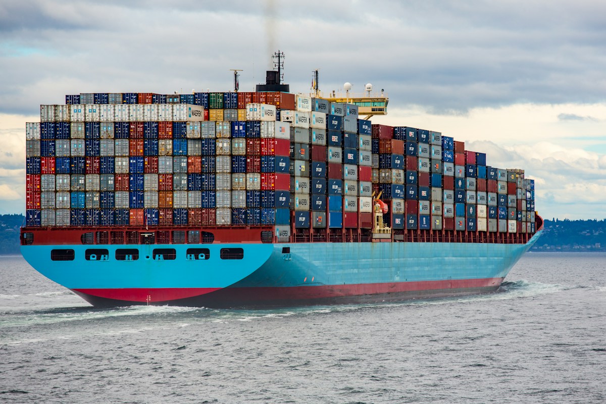 Cargo ship at sea during daytime