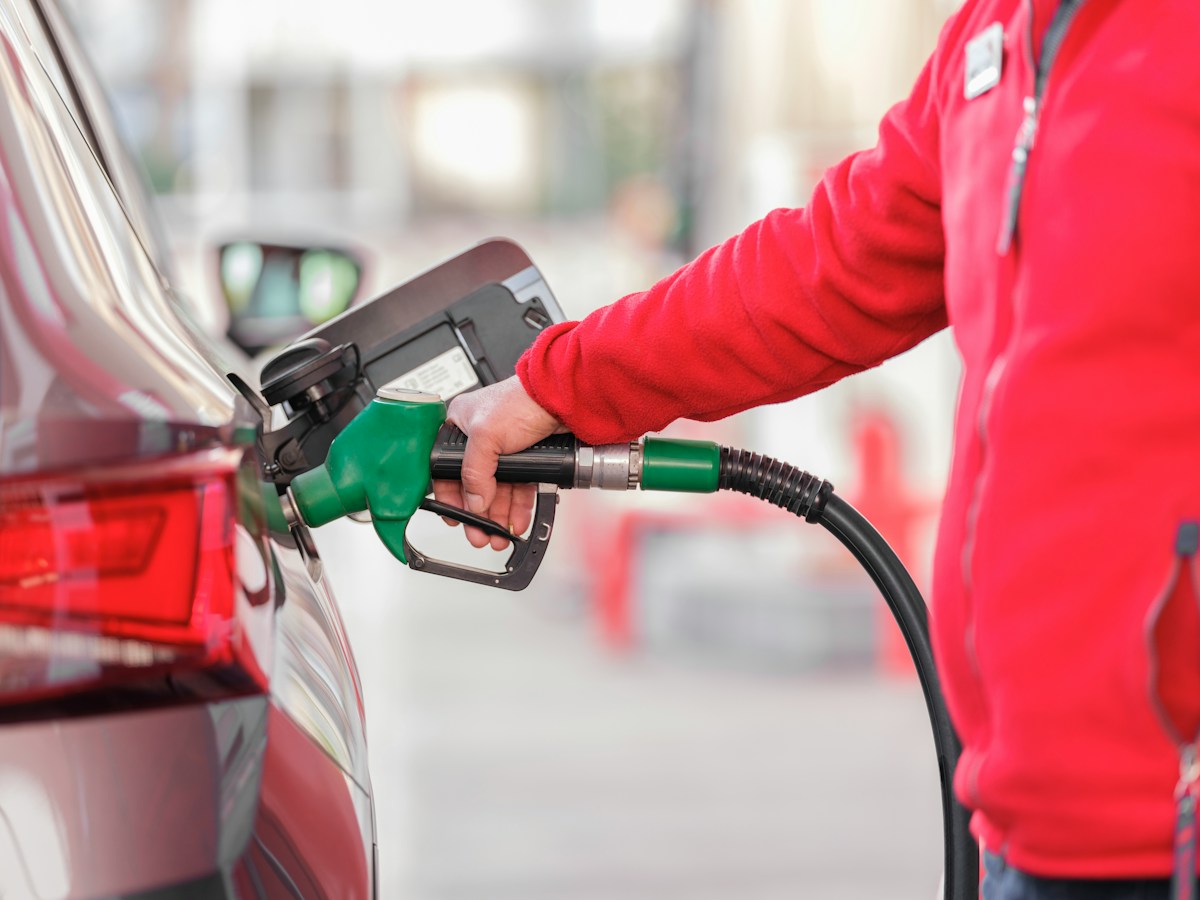 A gas station with fuel pumps