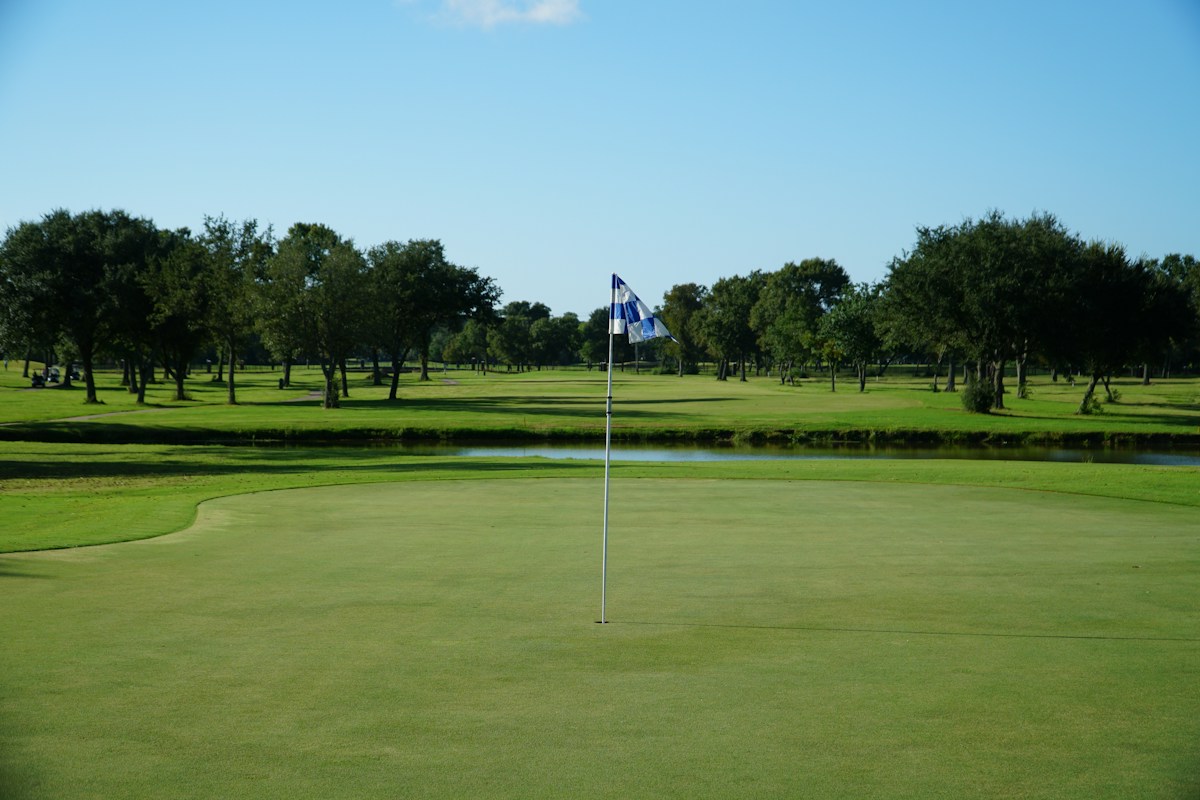 Golf course with green trees in the distance