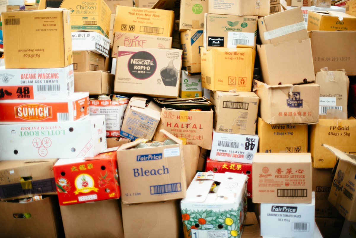 Stack of cardboard shipping boxes