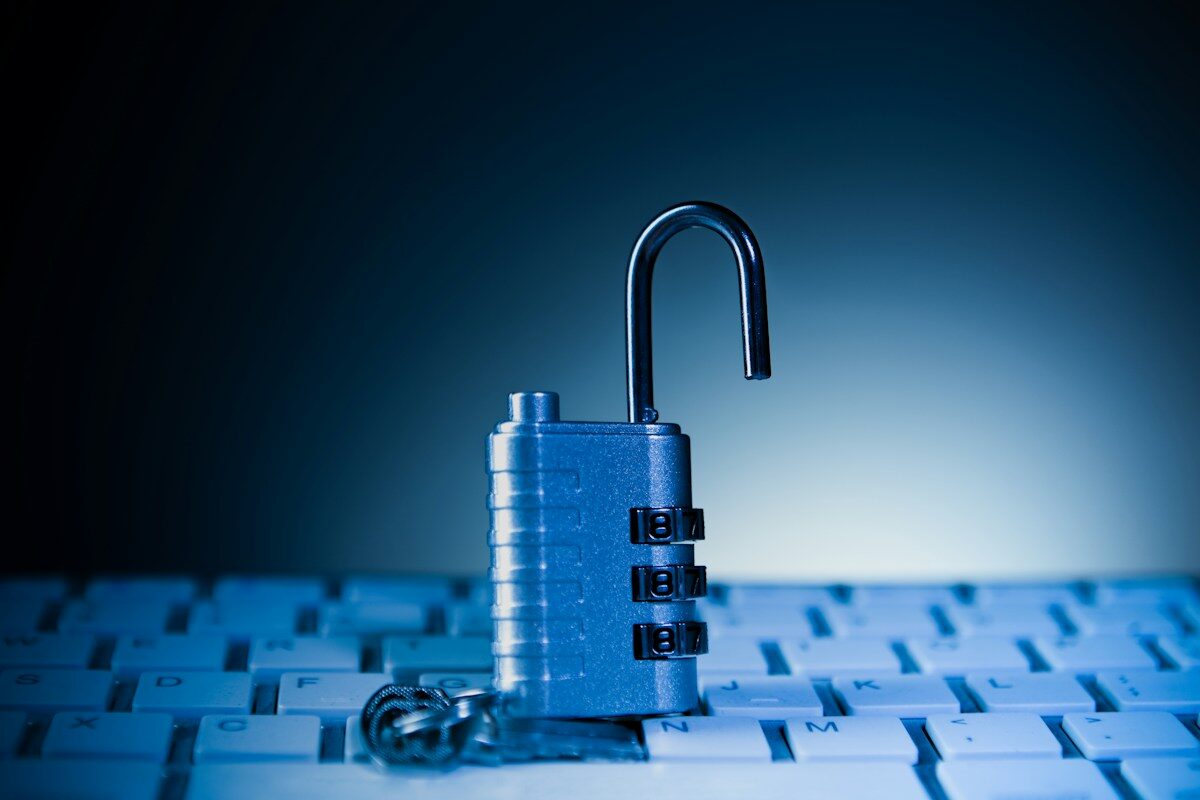 Padlock on a computer keyboard