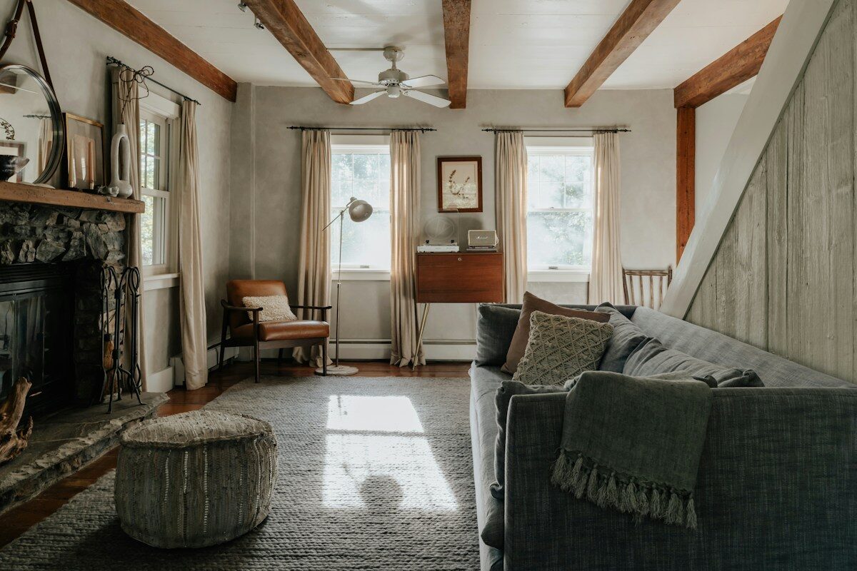 Living room with fireplace