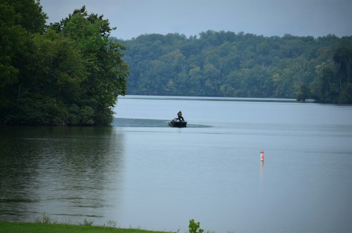 Fishing boat on a lake