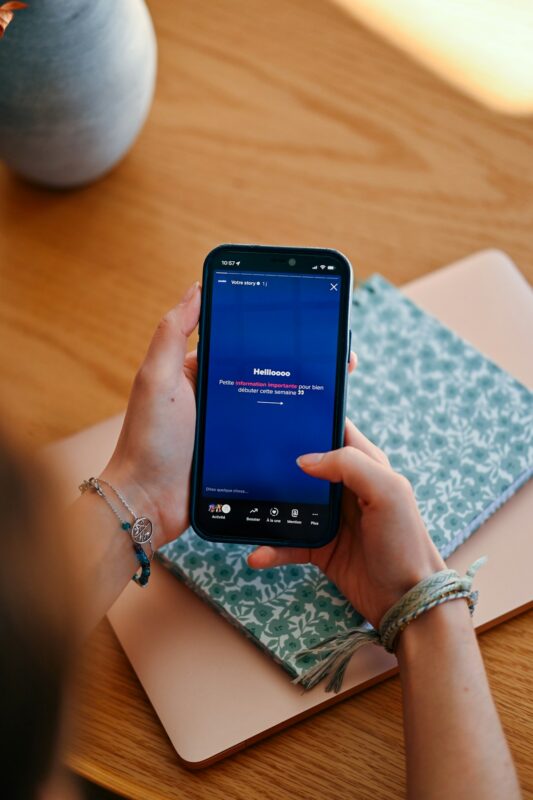 Person reading a smartphone